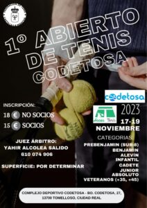 PRIMER ABIERTO DE TENIS EN CODETOSA (TOMELLOSO)